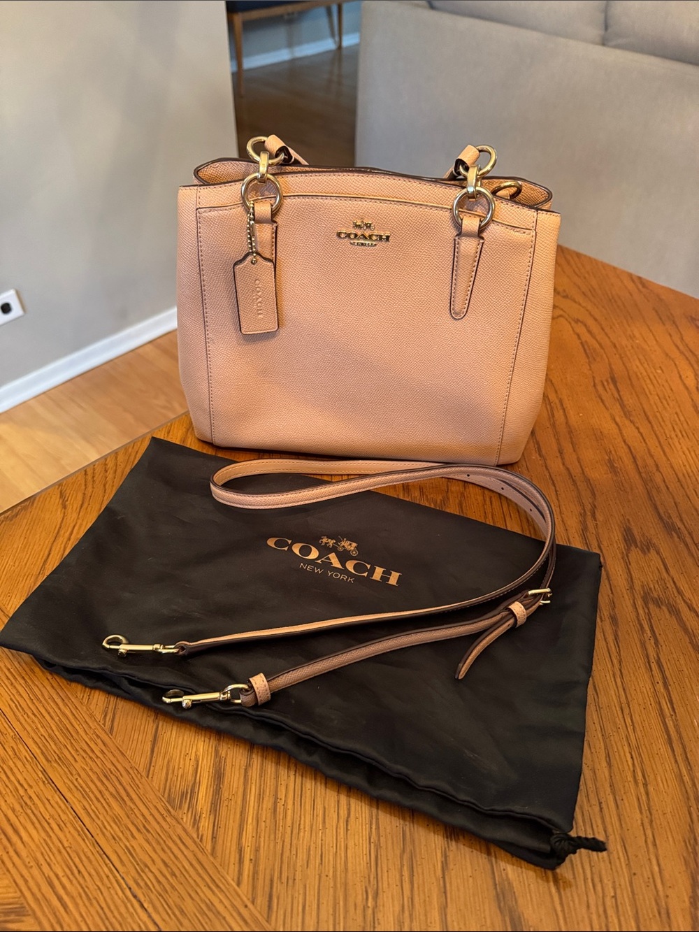 Coach Pebbled Satchel in Soft Peach